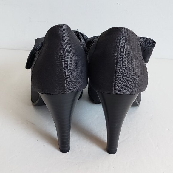 Vintage ANN MARINO Bow Pumps Cutout Perforated Shoes Heels Gray grey - Picture 8 of 14